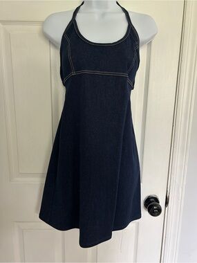 Women’s Dark Blue Denim Halter Dress
